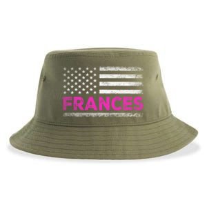 Frances First Name Gift Frances Name American Flag Funny Gift Sustainable Bucket Hat