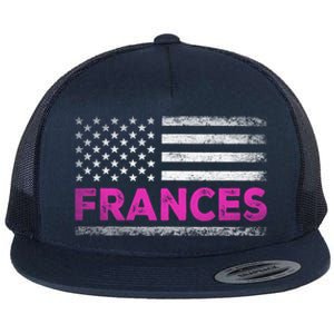 Frances First Name Gift Frances Name American Flag Funny Gift Flat Bill Trucker Hat