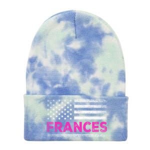 Frances First Name Gift Frances Name American Flag Funny Gift Tie Dye 12in Knit Beanie