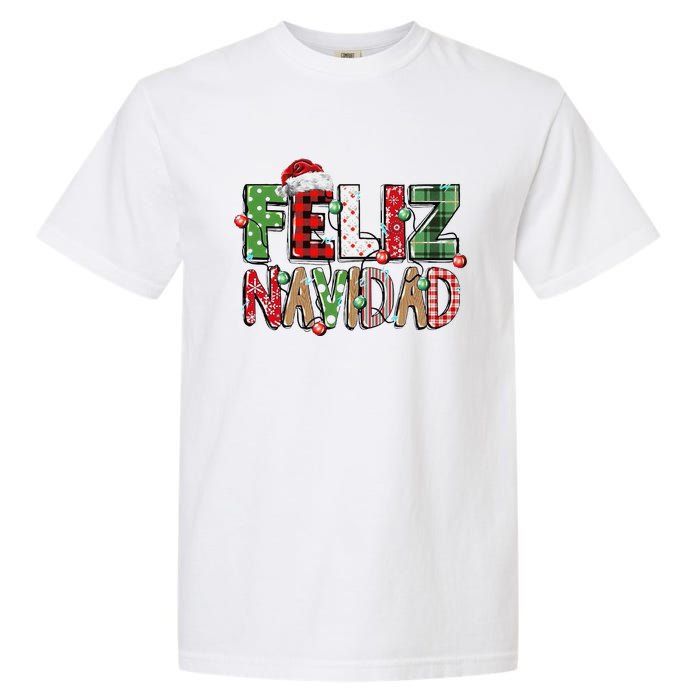 Funny Feliz Navidad Spanish Merry Christmas Christmas Lights Family Matching Garment-Dyed Heavyweight T-Shirt