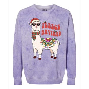 Fleece Feliz Navidad Llama Christmas Cute Xmas Gift Cool Gift Colorblast Crewneck Sweatshirt