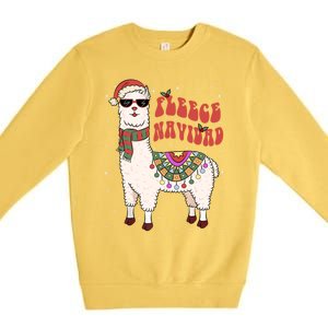 Fleece Feliz Navidad Llama Christmas Cute Xmas Gift Cool Gift Premium Crewneck Sweatshirt