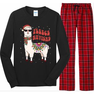 Fleece Feliz Navidad Llama Christmas Cute Xmas Gift Cool Gift Long Sleeve Pajama Set