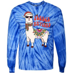 Fleece Feliz Navidad Llama Christmas Cute Xmas Gift Cool Gift Tie-Dye Long Sleeve Shirt