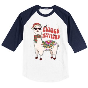 Fleece Feliz Navidad Llama Christmas Cute Xmas Gift Cool Gift Baseball Sleeve Shirt