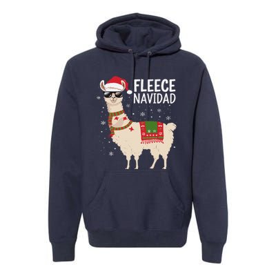 Fleece Feliz Navidad Cute Llama Christmas Premium Hoodie