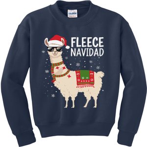 Fleece Feliz Navidad Cute Llama Christmas Kids Sweatshirt