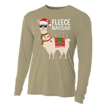 Fleece Feliz Navidad Cute Llama Christmas Cooling Performance Long Sleeve Crew