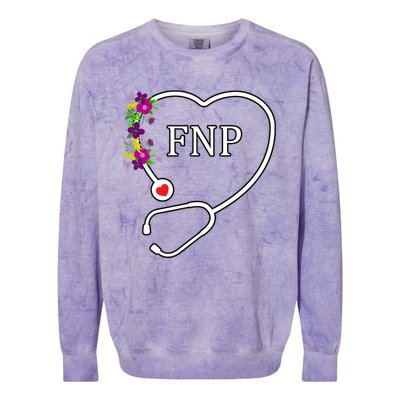 Fnp Family Nurse Practitioner Floral Heart Stethoscope Gift Colorblast Crewneck Sweatshirt