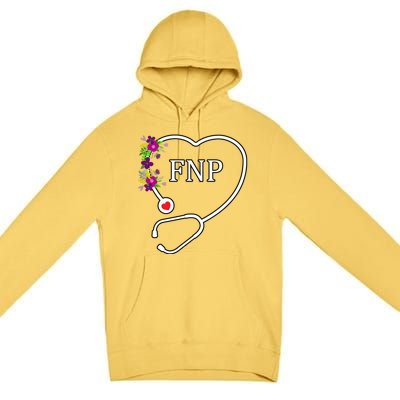 Fnp Family Nurse Practitioner Floral Heart Stethoscope Gift Premium Pullover Hoodie