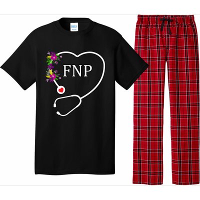 Fnp Family Nurse Practitioner Floral Heart Stethoscope Gift Pajama Set