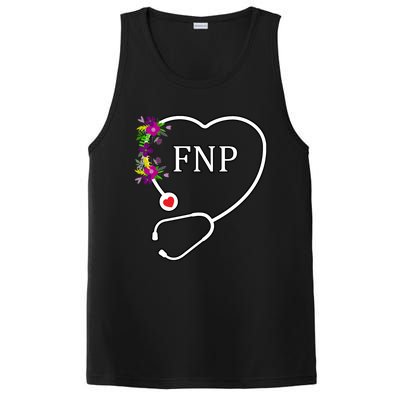 Fnp Family Nurse Practitioner Floral Heart Stethoscope Gift PosiCharge Competitor Tank