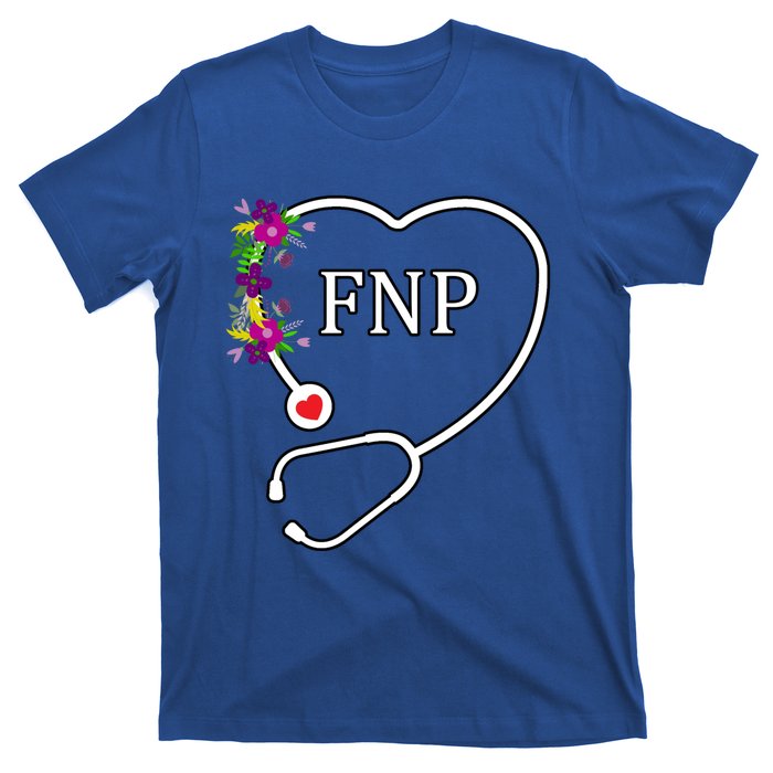 Fnp Family Nurse Practitioner Floral Heart Stethoscope Gift T-Shirt