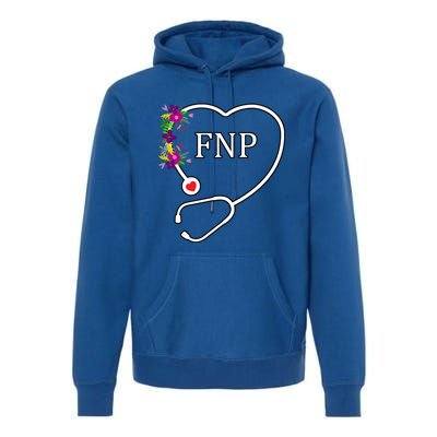 Fnp Family Nurse Practitioner Floral Heart Stethoscope Gift Premium Hoodie