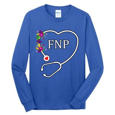 Fnp Family Nurse Practitioner Floral Heart Stethoscope Gift Tall Long Sleeve T-Shirt