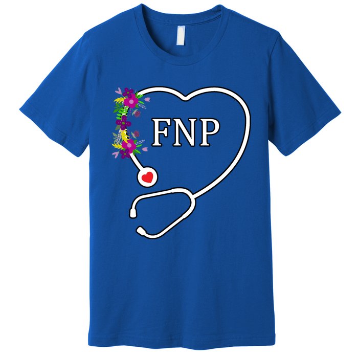 Fnp Family Nurse Practitioner Floral Heart Stethoscope Gift Premium T-Shirt