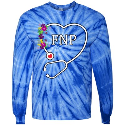 Fnp Family Nurse Practitioner Floral Heart Stethoscope Gift Tie-Dye Long Sleeve Shirt