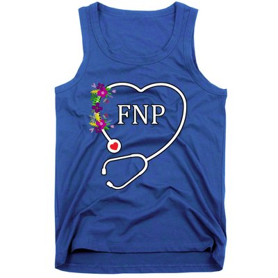 Fnp Family Nurse Practitioner Floral Heart Stethoscope Gift Tank Top