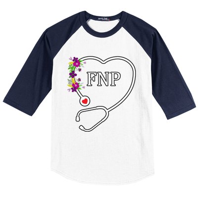 Fnp Family Nurse Practitioner Floral Heart Stethoscope Gift Baseball Sleeve Shirt