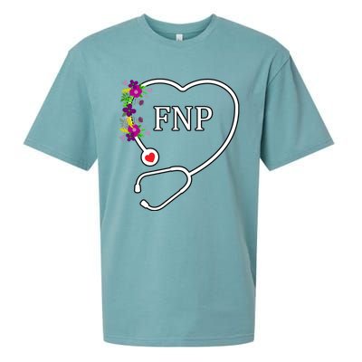 Fnp Family Nurse Practitioner Floral Heart Stethoscope Gift Sueded Cloud Jersey T-Shirt