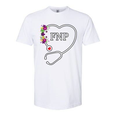 Fnp Family Nurse Practitioner Floral Heart Stethoscope Gift Softstyle CVC T-Shirt