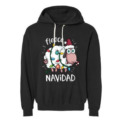 Fleece Feliz Navidad Funny Cute Sheep Christmas Sweatshirt Garment-Dyed Fleece Hoodie