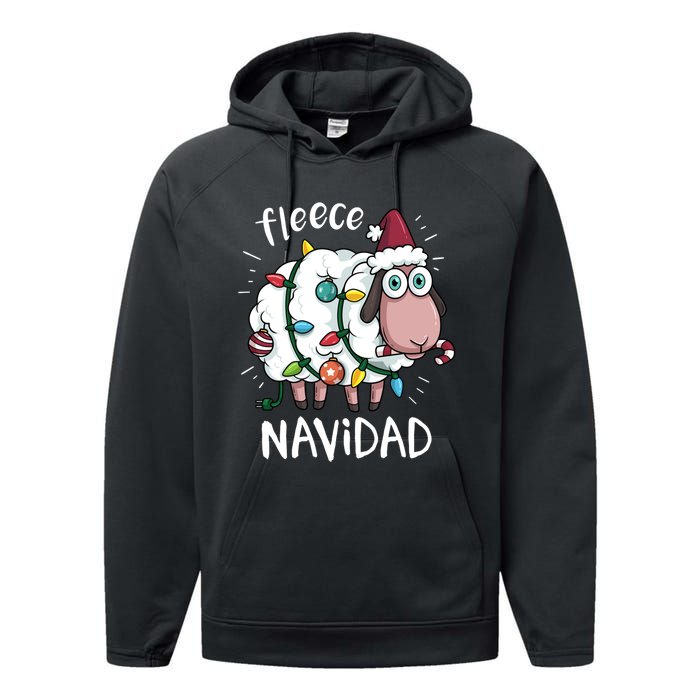 Fleece Feliz Navidad Funny Cute Sheep Christmas Sweatshirt Performance Fleece Hoodie