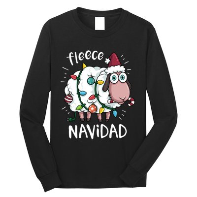 Fleece Feliz Navidad Funny Cute Sheep Christmas Sweatshirt Long Sleeve Shirt