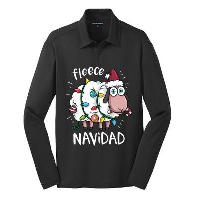 Fleece Feliz Navidad Funny Cute Sheep Christmas Sweatshirt Silk Touch Performance Long Sleeve Polo