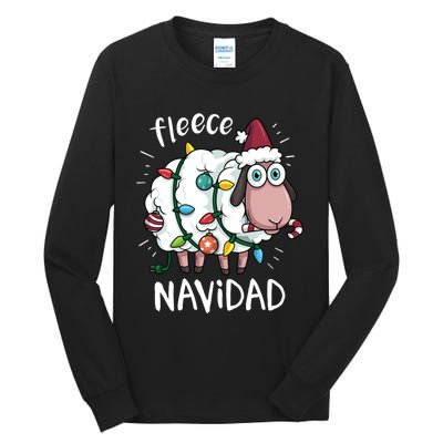 Fleece Feliz Navidad Funny Cute Sheep Christmas Sweatshirt Tall Long Sleeve T-Shirt