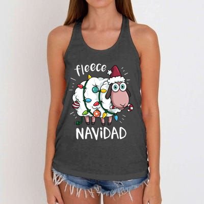 Fleece Feliz Navidad Funny Cute Sheep Christmas Sweatshirt Women's Knotted Racerback Tank