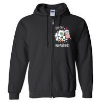 Fleece Feliz Navidad Funny Cute Sheep Christmas Sweatshirt Full Zip Hoodie