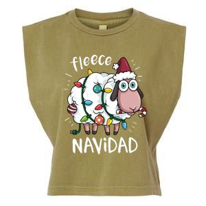 Fleece Feliz Navidad Funny Cute Sheep Christmas Sweatshirt Garment-Dyed Women's Muscle Tee