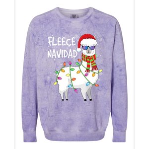 Fleece Feliz Navidad Llama Christmas Colorblast Crewneck Sweatshirt