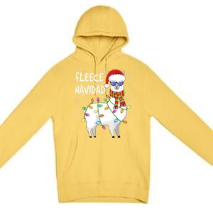 Fleece Feliz Navidad Llama Christmas Premium Pullover Hoodie