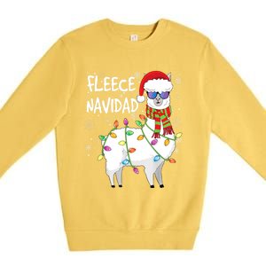 Fleece Feliz Navidad Llama Christmas Premium Crewneck Sweatshirt