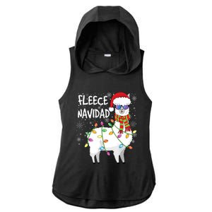 Fleece Feliz Navidad Llama Christmas Ladies PosiCharge Tri-Blend Wicking Draft Hoodie Tank