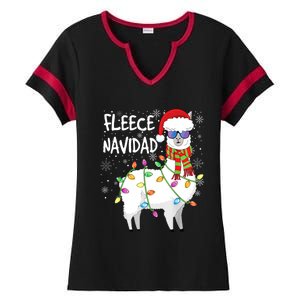 Fleece Feliz Navidad Llama Christmas Ladies Halftime Notch Neck Tee