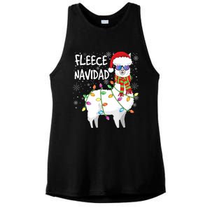 Fleece Feliz Navidad Llama Christmas Ladies PosiCharge Tri-Blend Wicking Tank