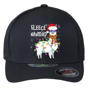 Fleece Feliz Navidad Llama Christmas Flexfit Unipanel Trucker Cap