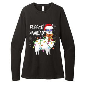 Fleece Feliz Navidad Llama Christmas Womens CVC Long Sleeve Shirt