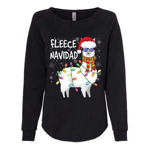 Fleece Feliz Navidad Llama Christmas Womens California Wash Sweatshirt