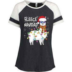 Fleece Feliz Navidad Llama Christmas Enza Ladies Jersey Colorblock Tee