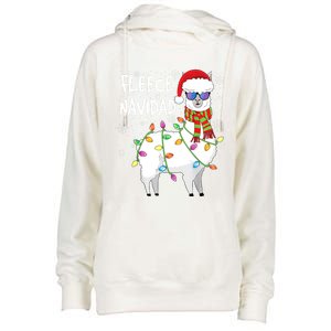 Fleece Feliz Navidad Llama Christmas Womens Funnel Neck Pullover Hood