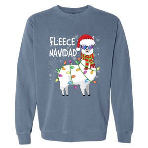 Fleece Feliz Navidad Llama Christmas Garment-Dyed Sweatshirt