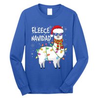 Fleece Feliz Navidad Llama Christmas Long Sleeve Shirt