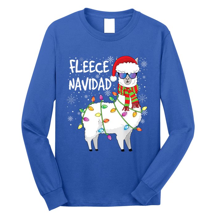 Fleece Feliz Navidad Llama Christmas Long Sleeve Shirt