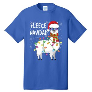 Fleece Feliz Navidad Llama Christmas Tall T-Shirt