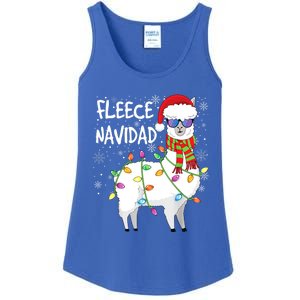 Fleece Feliz Navidad Llama Christmas Ladies Essential Tank