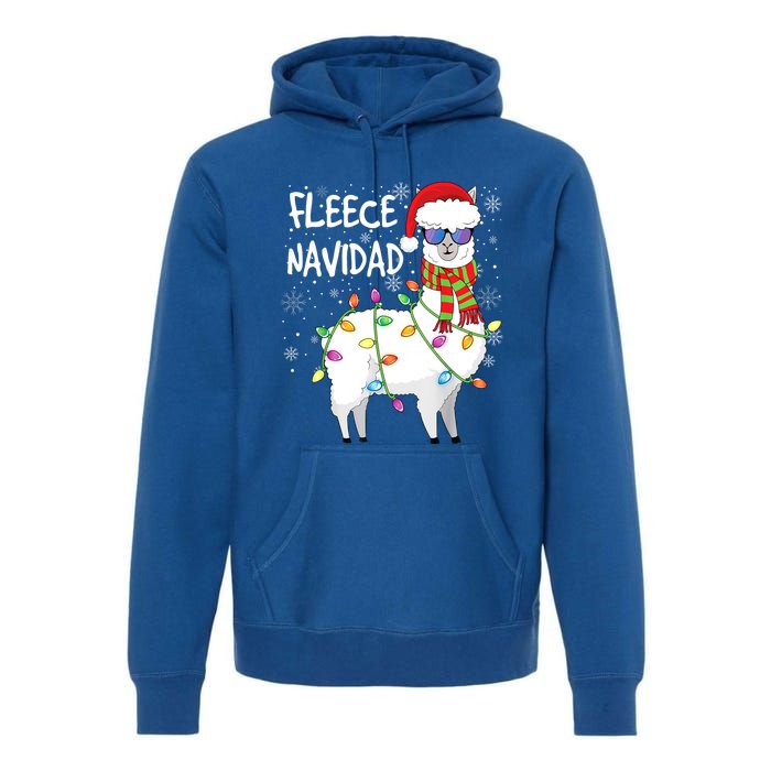 Fleece Feliz Navidad Llama Christmas Premium Hoodie